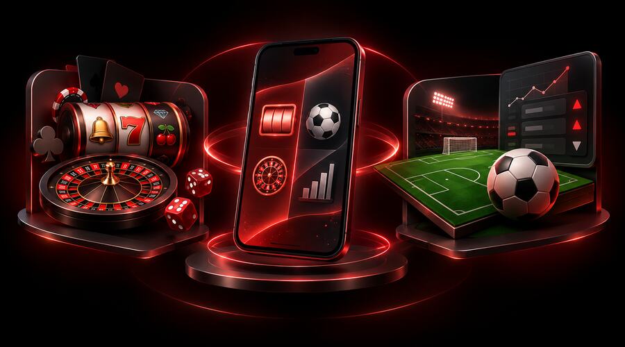Comparação entre cassino, apostas esportivas e plataforma de jogos online