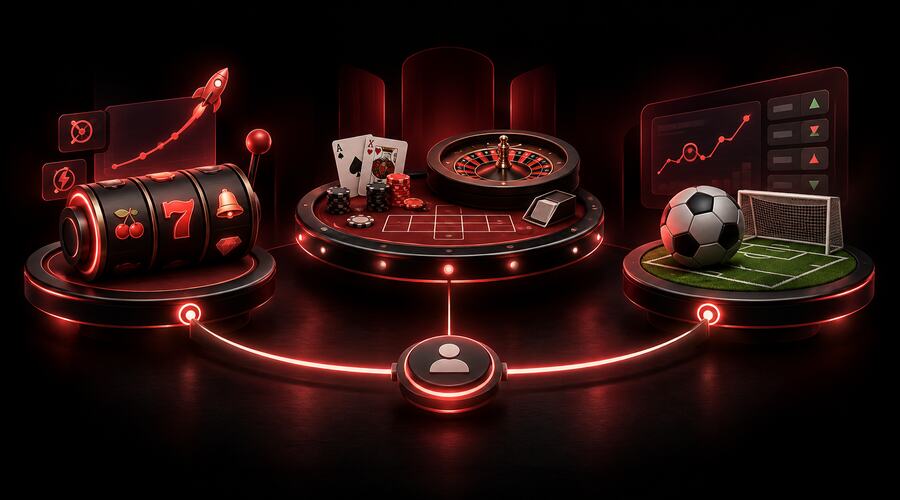 Comparação entre slots, cassino ao vivo e apostas esportivas